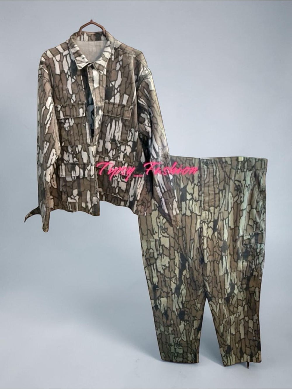 Vintage Ladiga Trebark Camo Hunting Shirt Pants Set Men’s XXL USA Made